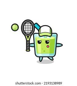 Cartoon character of melon juice as a tennis player , cute style design for t shirt, sticker, logo element