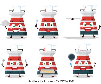 Cartoon character of mercusuar with various chef emoticons