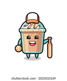 Cartoon character of milkshake as a baseball player , cute style design for t shirt, sticker, logo element
