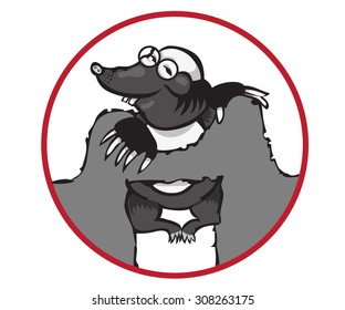 Cartoon Character Mole Isolated on White Background. Vector.