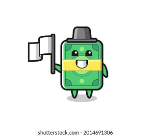 Cartoon character of money holding a flag , cute style design for t shirt, sticker, logo element