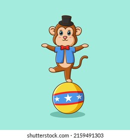 Cartoon character monkey circus. Vector illustration