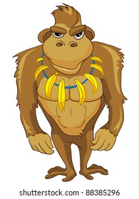 Cartoon Character Monkey Isolated on White Background. Vector.