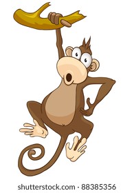 Cartoon Character Monkey Isolated on White Background. Vector.