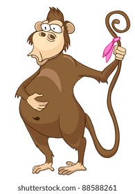 Cartoon Character Monkey Isolated on White Background. Vector.