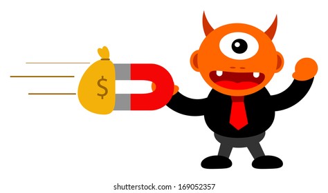 cartoon character monster in business activity