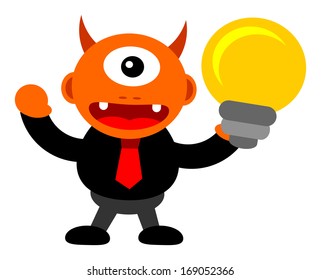 cartoon character monster in business activity