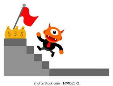 cartoon character monster in business activity