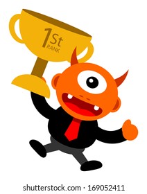 cartoon character monster in business activity