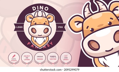 Cartoon character monster dinosaur logo