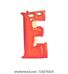 Cartoon character monster letter E