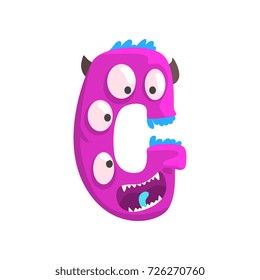 Cartoon character monster letter G