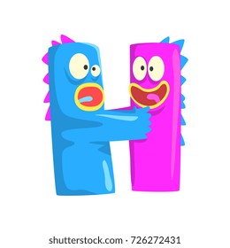 Cartoon character monster letter H
