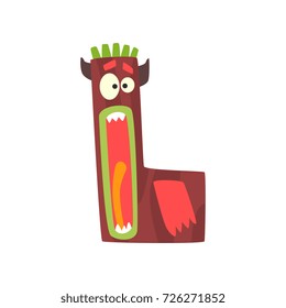 Cartoon character monster letter L