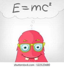 Cartoon Character Monster Professor on Grey Gradient Background. Vector EPS 10.