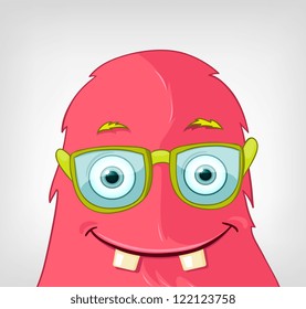 Cartoon Character Monster Professor on Grey Gradient Background. Vector EPS 10.