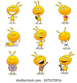 Cartoon character of mood, illustrating mood or action, vector image