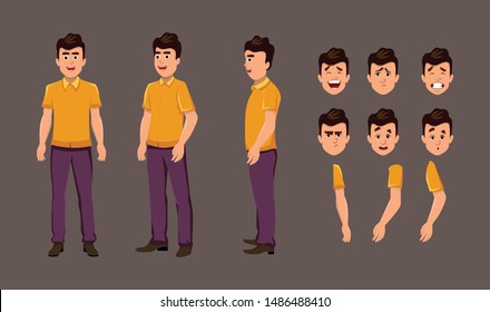 Cartoon Character For Motion Design Or Animation. Character Turn Around For Character Animation