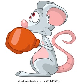 Caricatura del ratón Boxer aislado en fondo blanco. Vector.