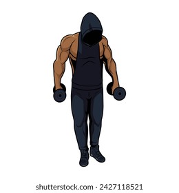cartoon character of muscular man with hoodie 2