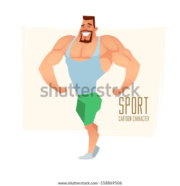 Personnage De Dessin Anime Homme Muscle Image Vectorielle De Stock Libre De Droits