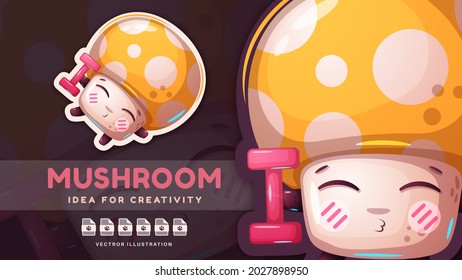 Cartoon character mushroom - cute sticker