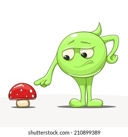 Cartoon character with mushroom vector illustration