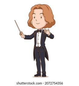 Cartoon character of music conductor.