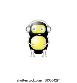 Cartoon Character. Music. Cute Robot. Vector EPS10