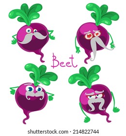 Cartoon character with a mustache with many expressions of beet