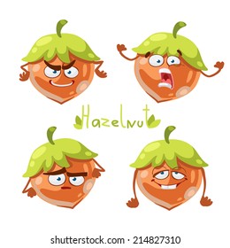 Cartoon character with a mustache with many expressions of hazelnut