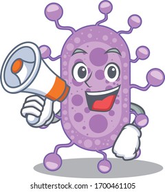 Cartoon character of mycobacterium having a megaphone