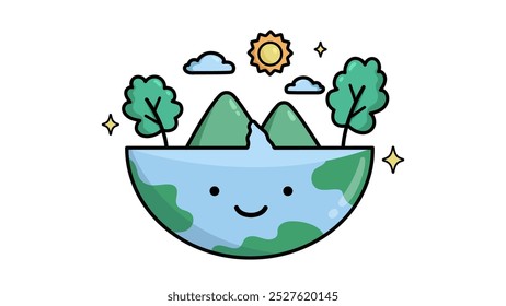 Cartoon-Charakter für Net Zero, CO2-Reduktion und CO2-Netto-Emissionsfreiheit Konzept, Earth Day, World Environment Day und nachhaltiges Entwicklungskonzept, Vektorgrafik