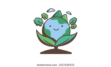 Cartoon character for Net Zero, CO2 reduction and Carbon Net zero emission concept, Earth day, World environment day and sustainable development concept, vector illustration