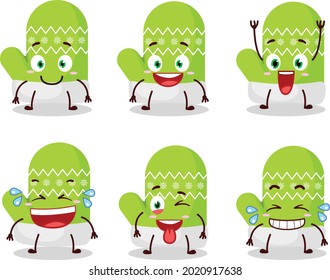 Cartoon character of new green gloves with smile expression. Vector illustration
