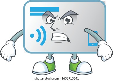 cartoon character of NFC card with angry face