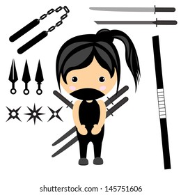 cartoon character ninja girl ,