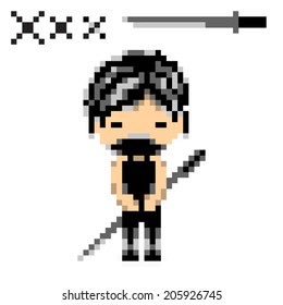 cartoon character ninja man style 8 bit