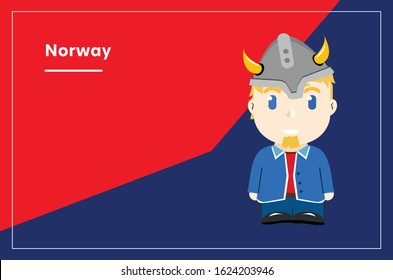 Cartoon character from Norway man. Vector illustration funny cut happy 