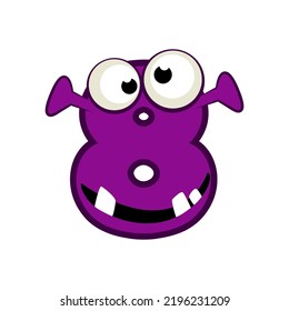 Cartoon Character Number eight Monster, vector numerical 8.