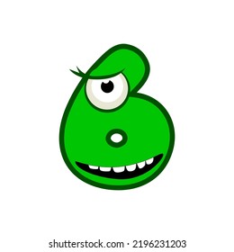 Cartoon Character Number Six Monster, vector numerical 6.