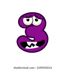 Cartoon Character Number Three Monster Vector Stock Vector Royalty Free Shutterstock