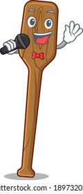 cartoon character of oars sing a song with a microphone