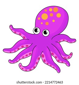 cartoon character of octopus, flat design of octopus