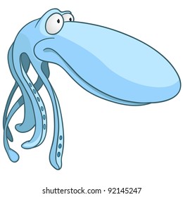 Cartoon Character Octopus Isolated on White Background. Vector.
