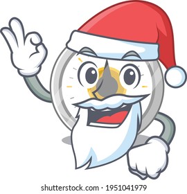 personaje de dibujos animados del viejo temporizador de cocina Santa con el lindo dedo ok. Ilustración del vector