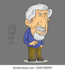 Cartoon character of an old man speaking