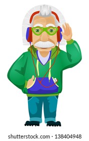 Cartoon Character Old Man. Vector EPS 10. The artwork has transparent objects.