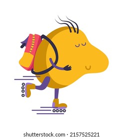 Cartoon character on rollerskates. Vector illustration