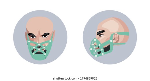Cartoon character on white backdrop. Isolated vector illustration. Angry man for concept design. Isolated vector illustration. White background. Vector illustration.